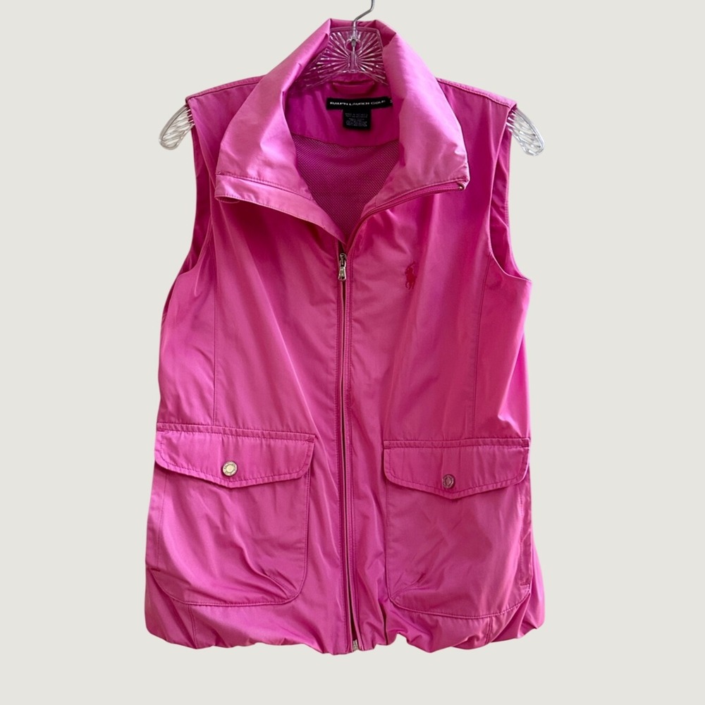 Ralph Lauren Golf Hot Pink Shell Zip-Up Vest with Adjustable Collar